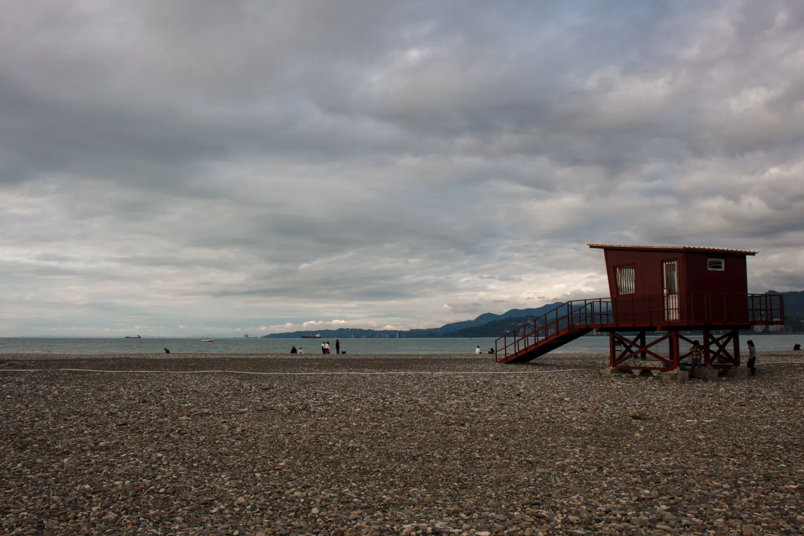 Pebble beach and promenade along the Black Sea at Batumi