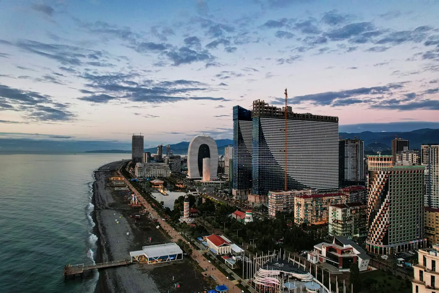 Batumi seafront boulevard along the Black Sea in summer, Georgia