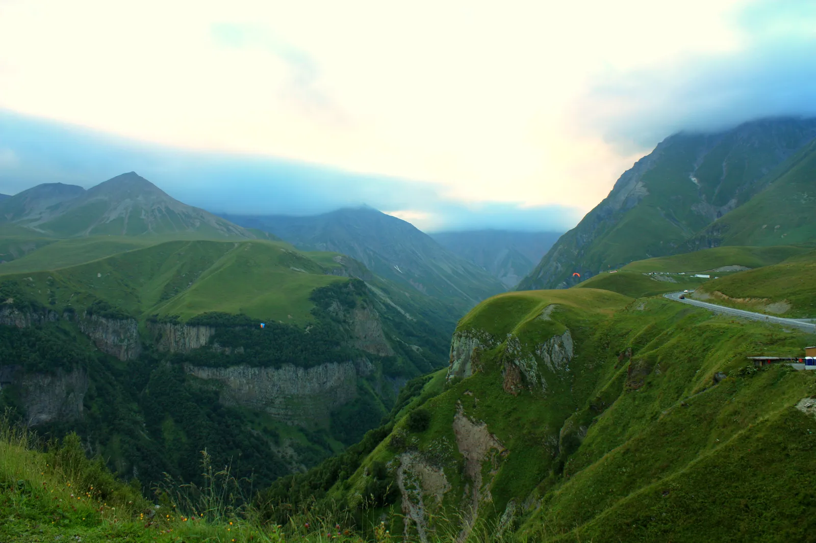 Green mountain valley at first light