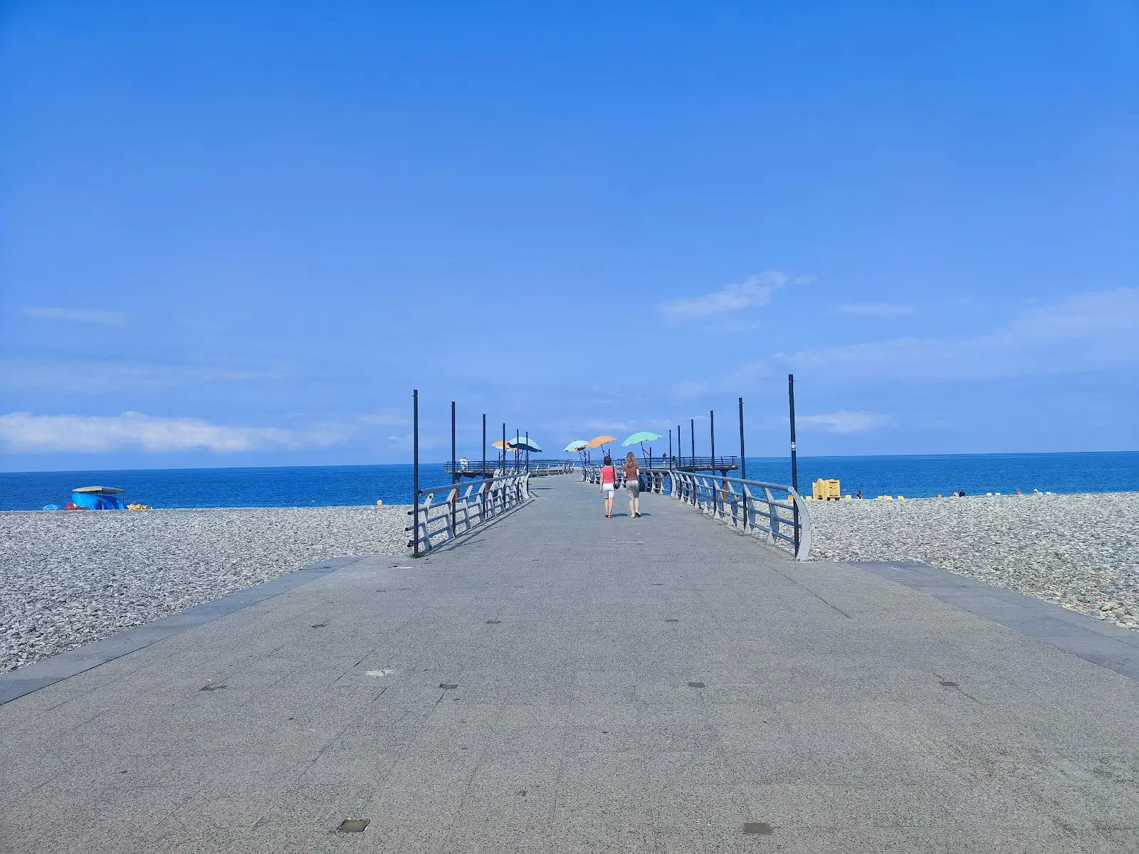 Pebble beach along Batumi Boulevard on the Black Sea coast in Georgia