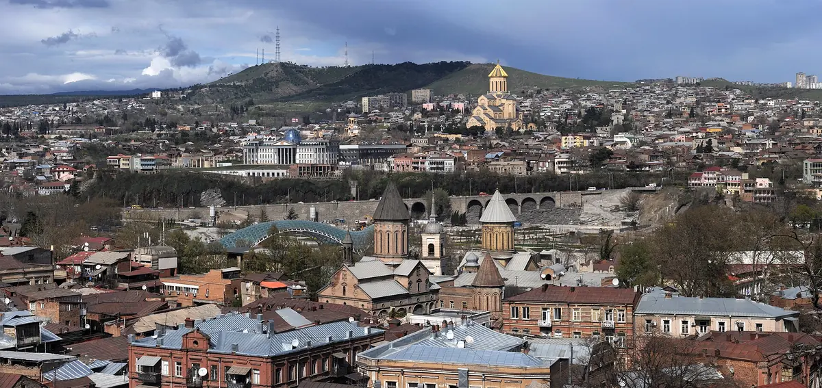 A view over the old town with churches and tiled roofs