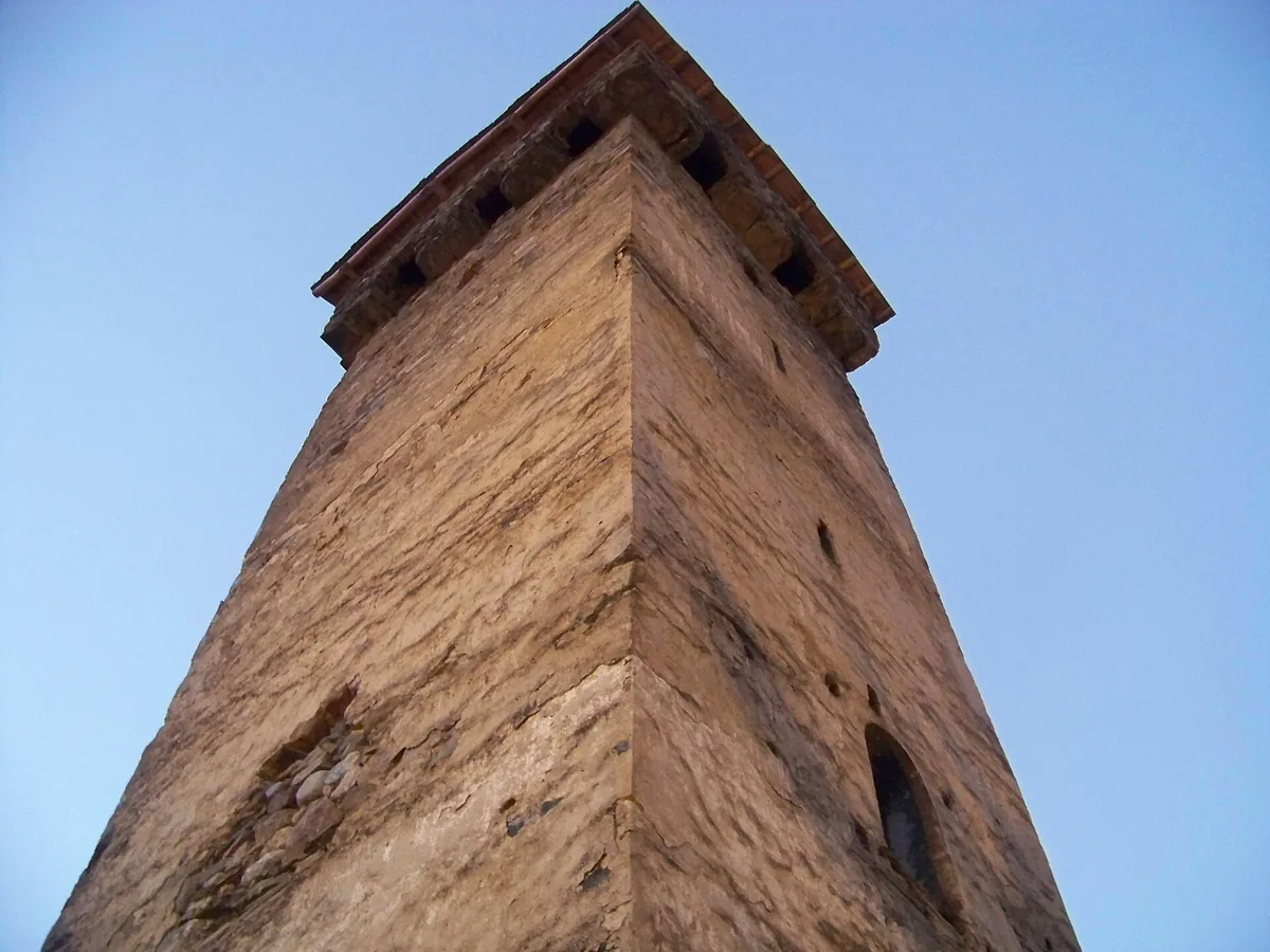 A Svan stone tower seen from below