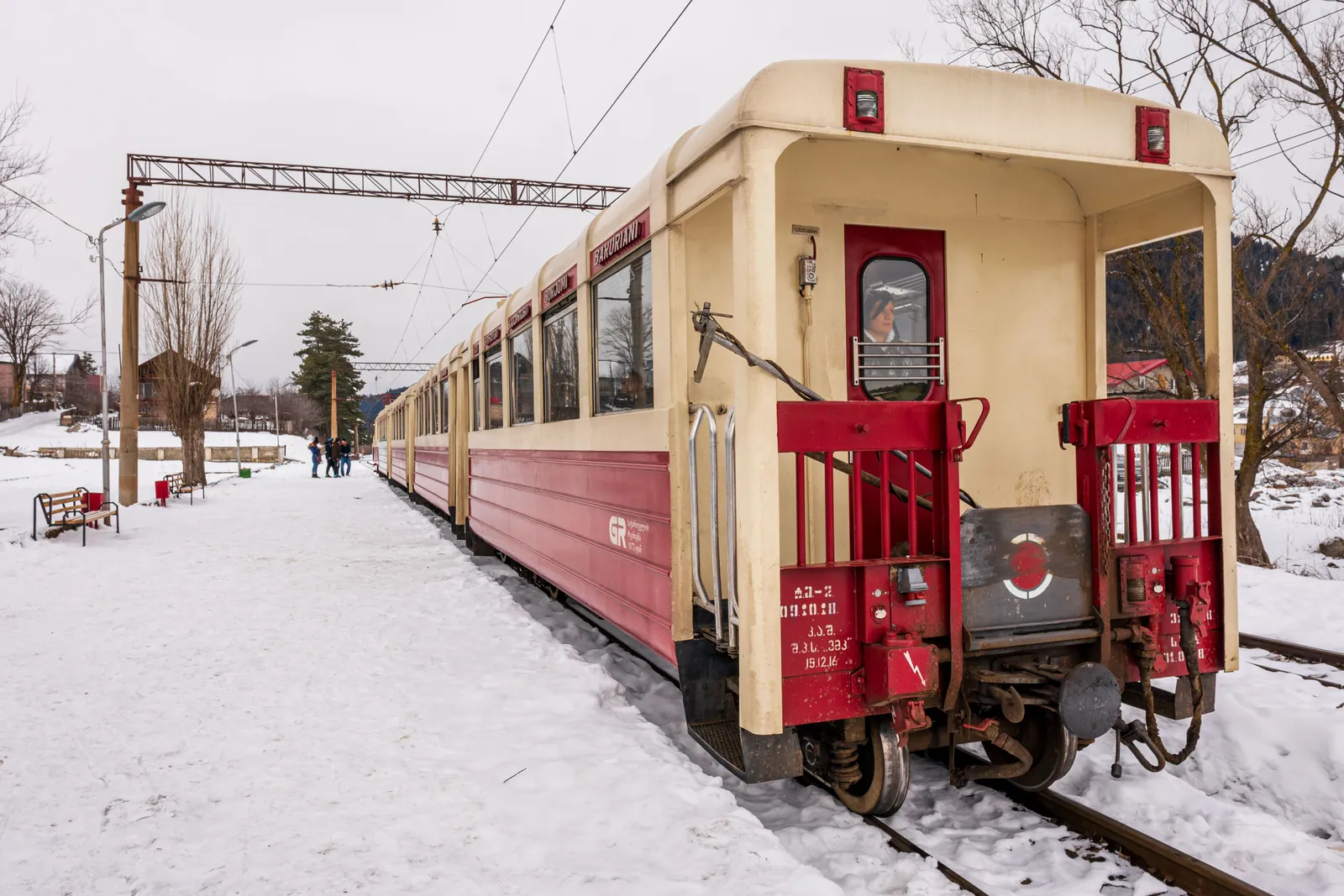 The narrow gauge railway carriage on the line between Borjomi and Bakuriani in southern Georgia